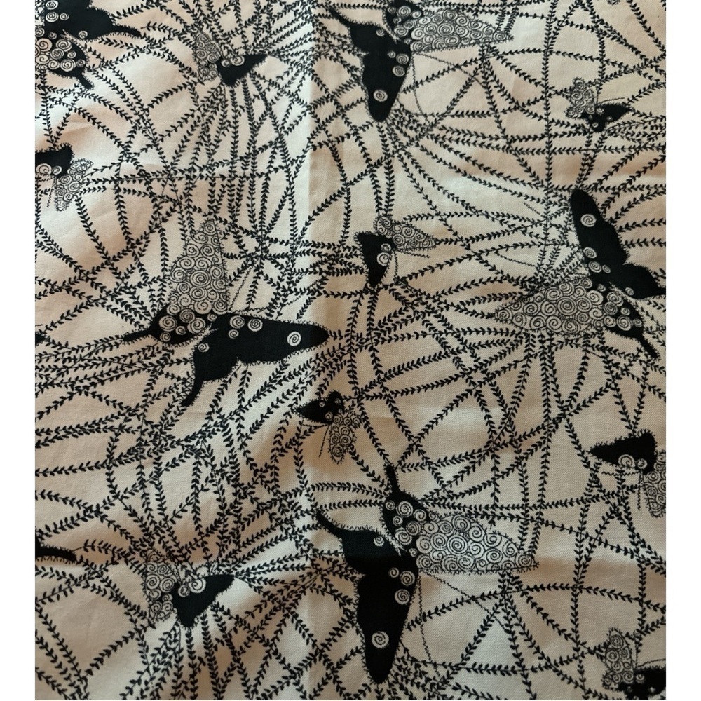 Scarf, square, black and white abstract design with butterflies. - Picture 4 of 4